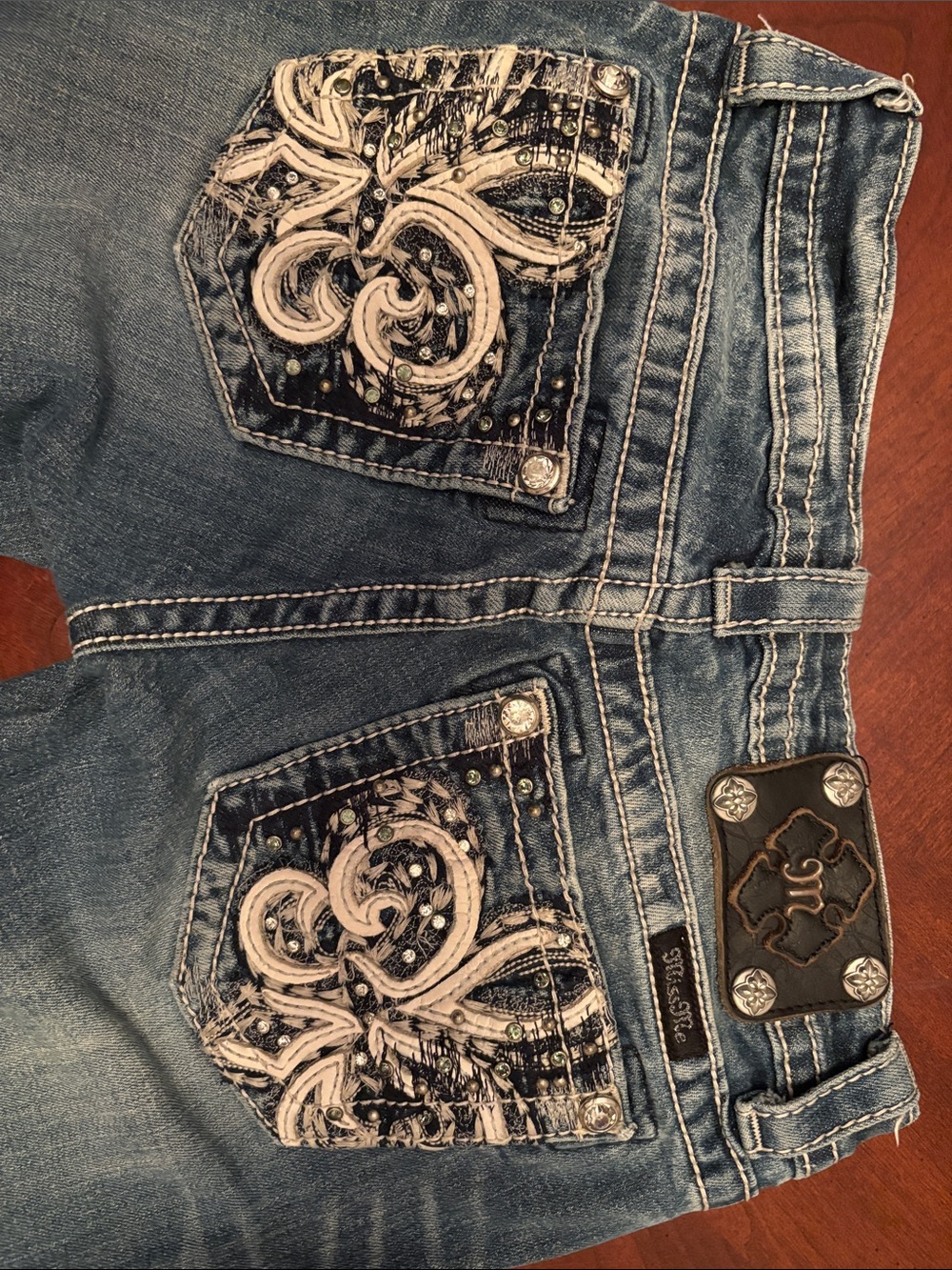 Miss Me Light Blue Boot Cut Jeans with Embroidered Back Pockets